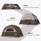 Tents for Camping 6 Person Tent Waterproof Windproof Double Layer Family Camping Tent, Easy Setup