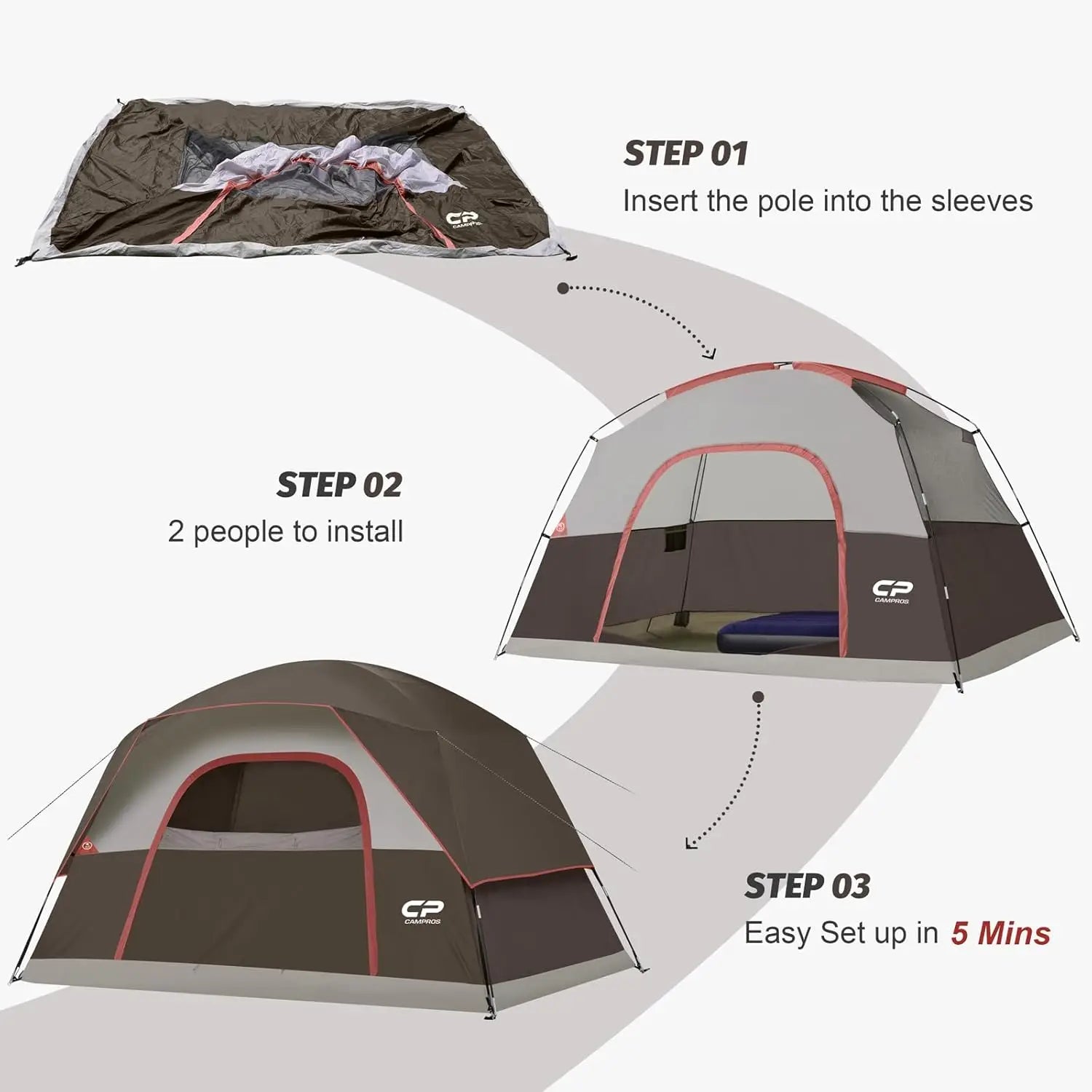 Tents for Camping 6 Person Tent Waterproof Windproof Double Layer Family Camping Tent, Easy Setup