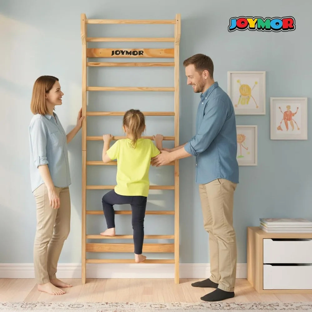 JOYMOR Gymnastics Swedish Ladder, Multiuse Exercise Ladder, Wall Mounted Pull Up Bar, Physical Therapy for Stretching