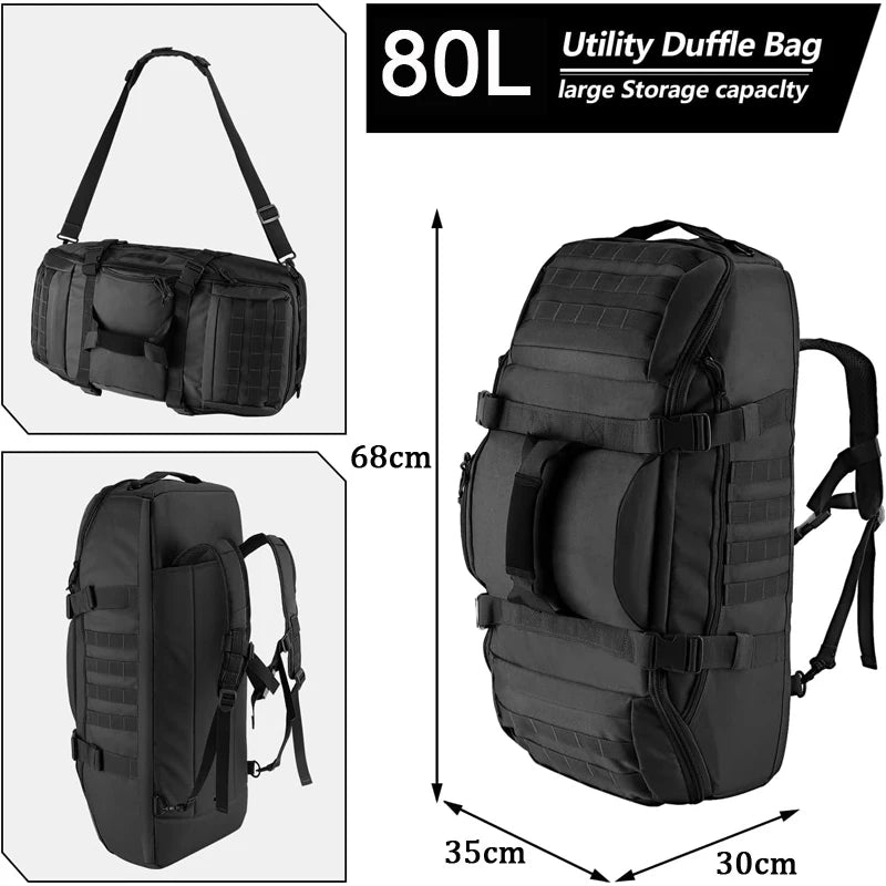 LQARMY 30L 45L 80L Sport Travel Bag Molle Tactical Backpack Gym Fitness Bag Large Duffle Bags for Camping Hunting Fishing