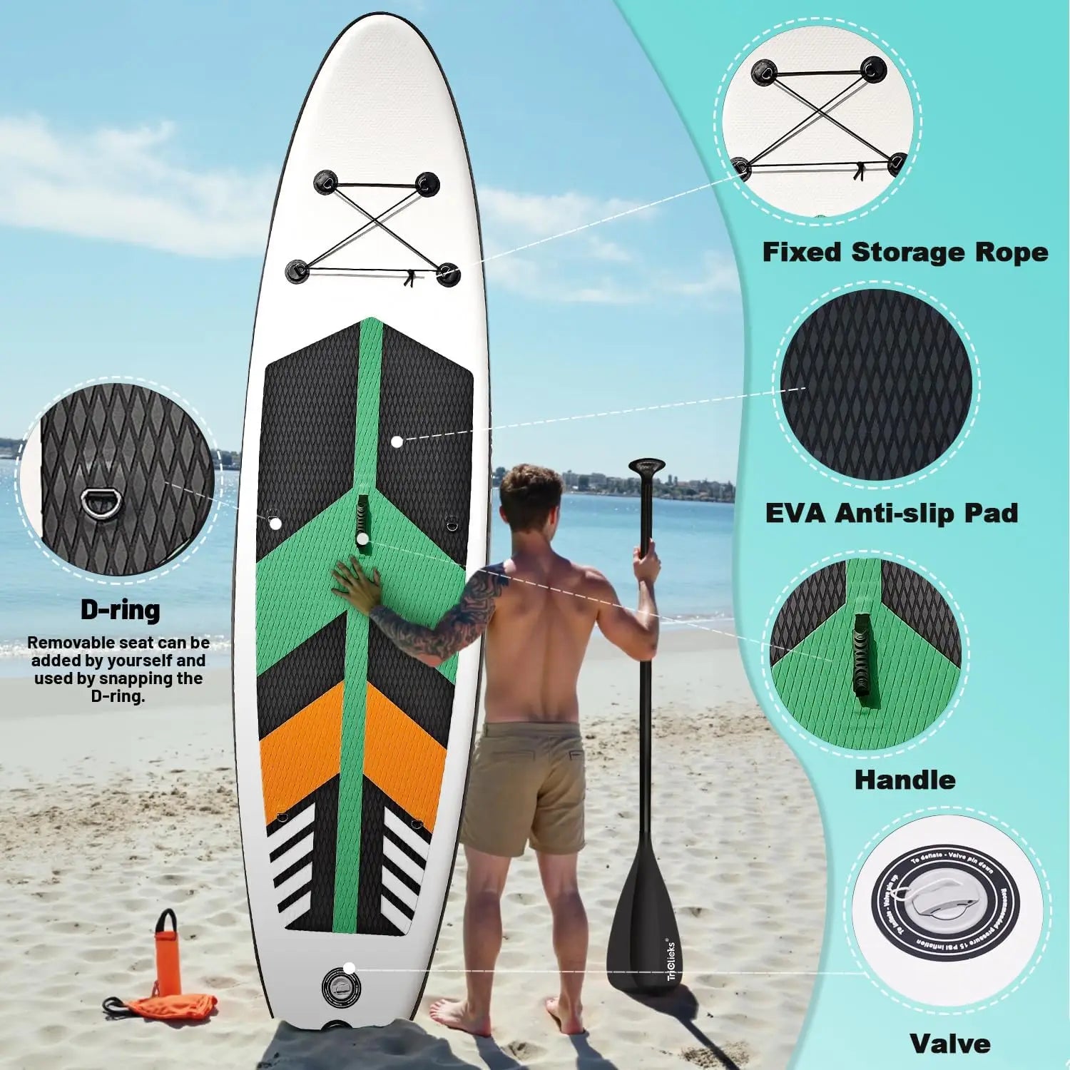 Inflatable Stand Up Paddle Board 10ft Surfing Board Kit for Adults, Premium SUP Complete Kit with