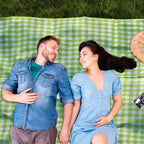 Waterproof Picnic Mat  - Ins Style Outdoor Blanket, Portable, Dirt-Proof, for Beach, Camping, Park, Easy Fold (Blue/Checke