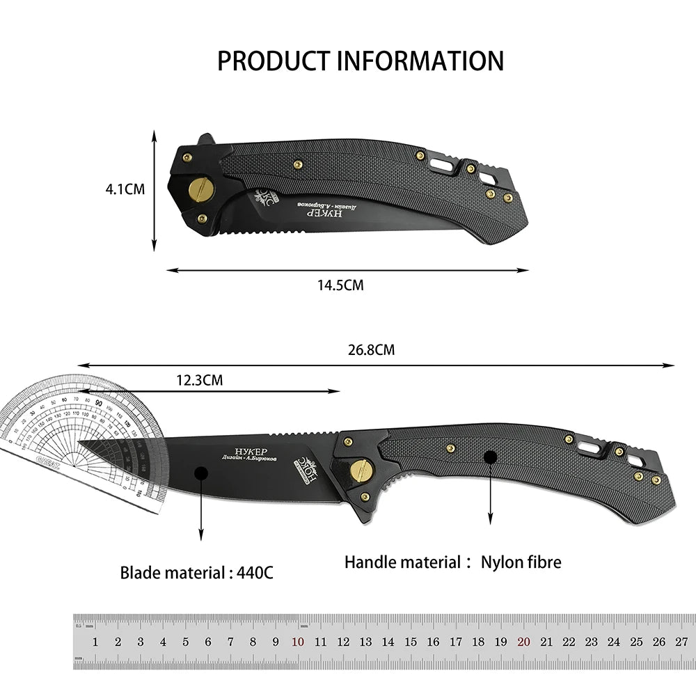 Outdoor Flipper 440C Blade Portable Utility Sharp Tactical Hunting Knife