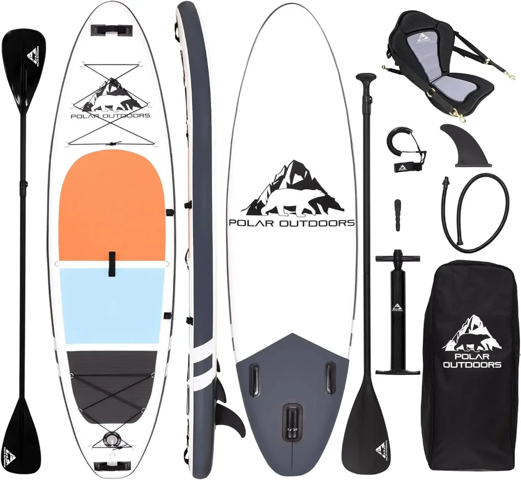 Polar Outdoors by Roc Inflatable Stand Up Paddle Board Premium SUP Paddle Board Wide Stable Design Non-Slip Comfort Deck Youth
