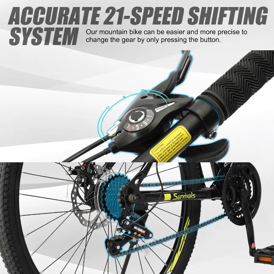 Mountain Bike 24 26 27.5 Inch Men Women Mountain Bike with 21Speed Adult Bikes Double Disc Brake Suspension Fork and High Carbo