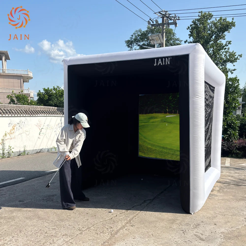 Indoor Inflatable Golf Simulator Kids Golf Practice Swing Tent Inflatable Driving Range Trainning Cage For Exercise&Play