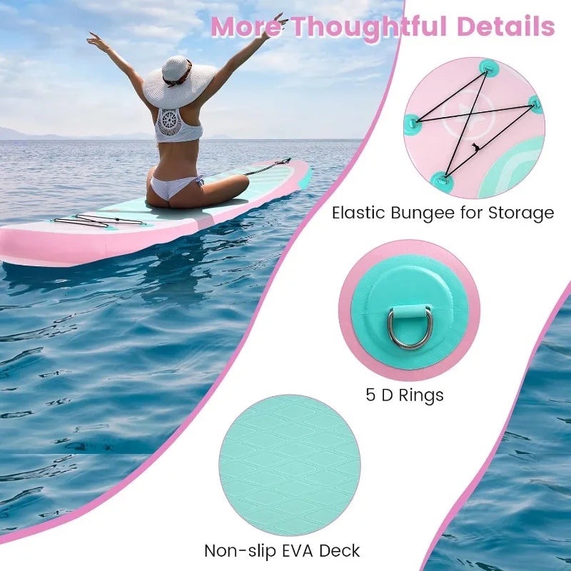 GYMAX 11' x 6" Inflatable Stand Up Paddle Board w/ SUP Accessories,Removable Fin,Paddle,Pump,Blow Up Paddle Boards Standing Boat