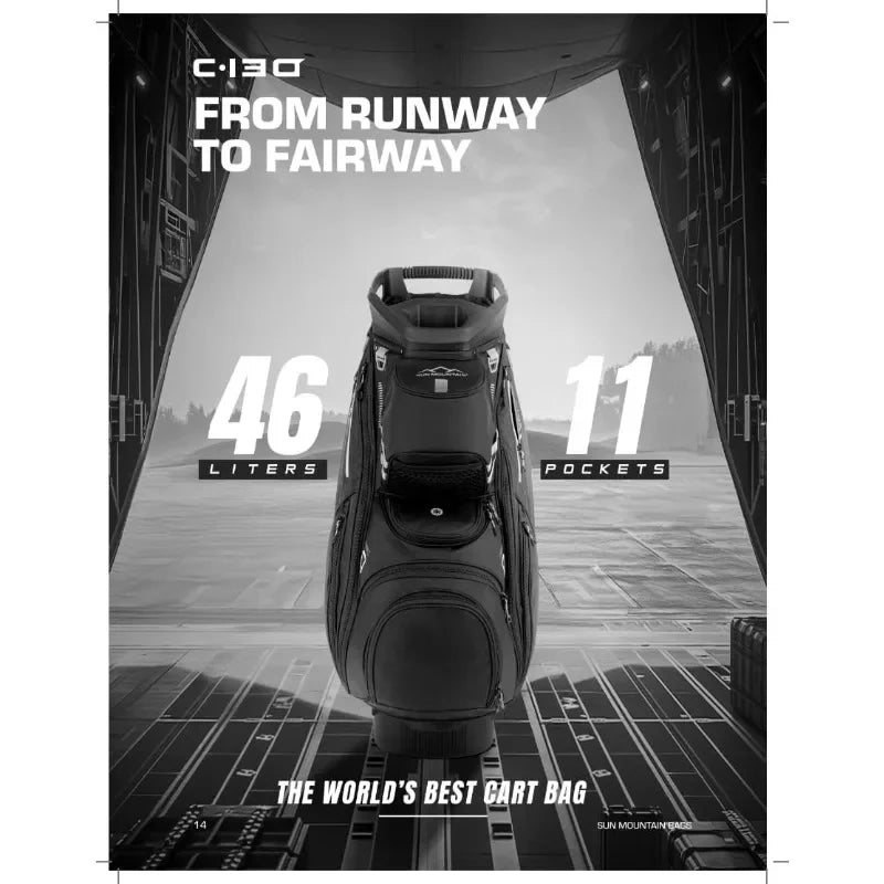 Sun Mountain Men's C130 Lightweight Cart Golf Bag, 14-Way Top, 2025 Model