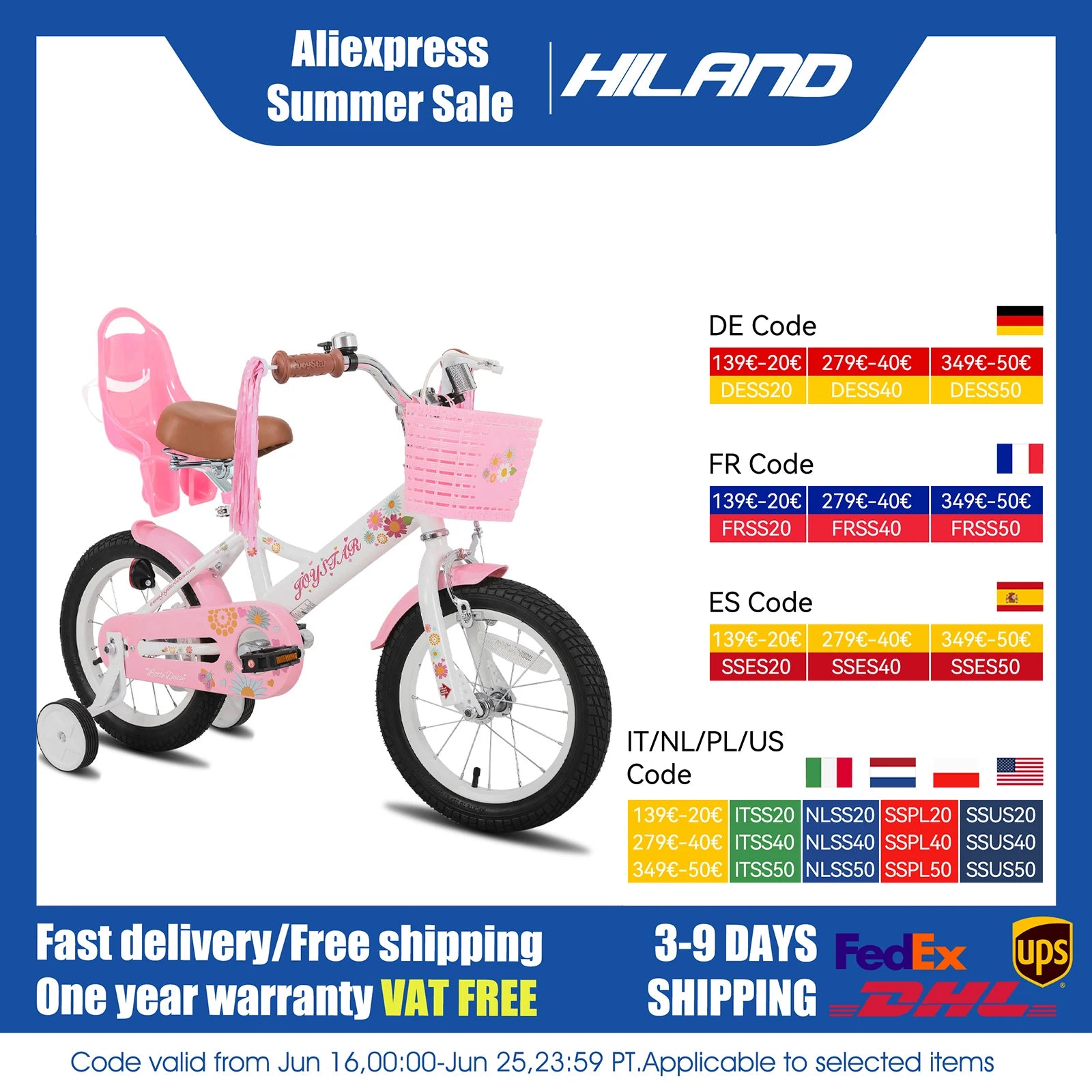 JOYSTAR Little Daisy Kids Bike for Girls Ages 2-7 Years,  Bikes with Doll Bike Seat & Streamers,Bikes with Flag & Number Plate
