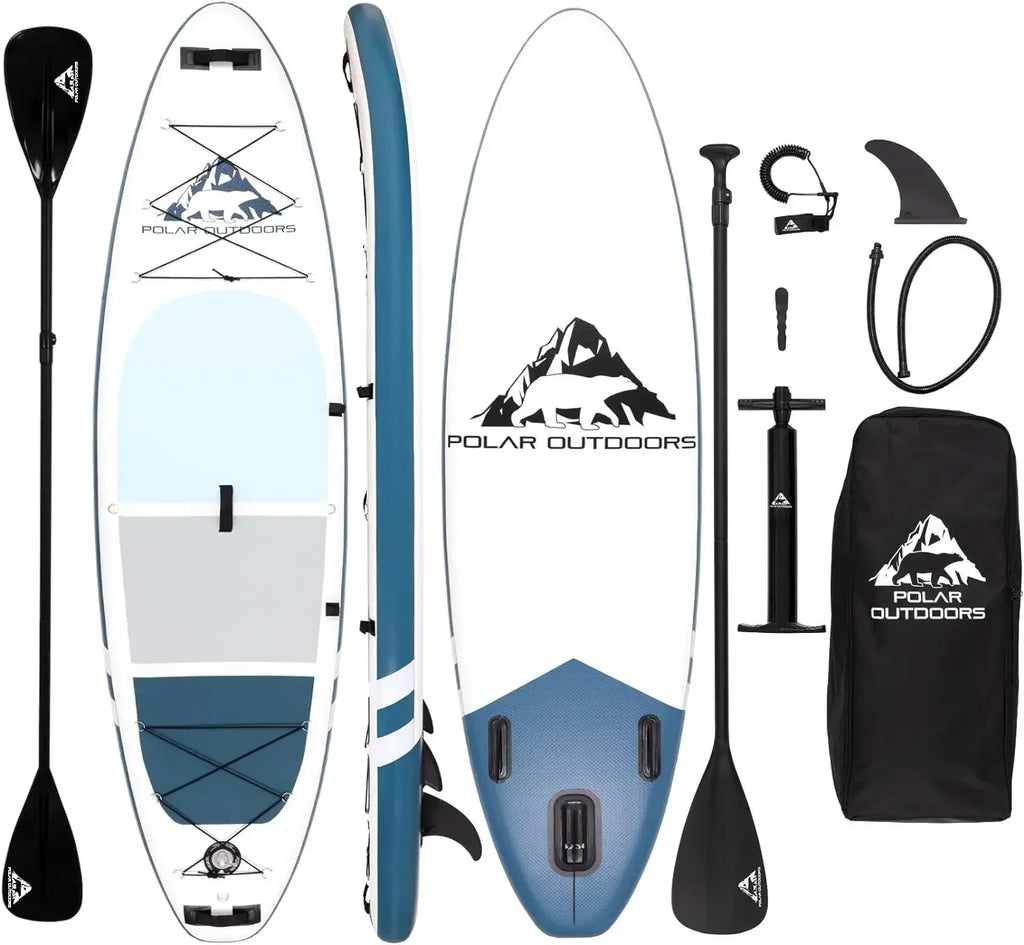 Polar Outdoors by Roc Inflatable Stand Up Paddle Board Premium SUP Paddle Board Wide Stable Design Non-Slip Comfort Deck Youth