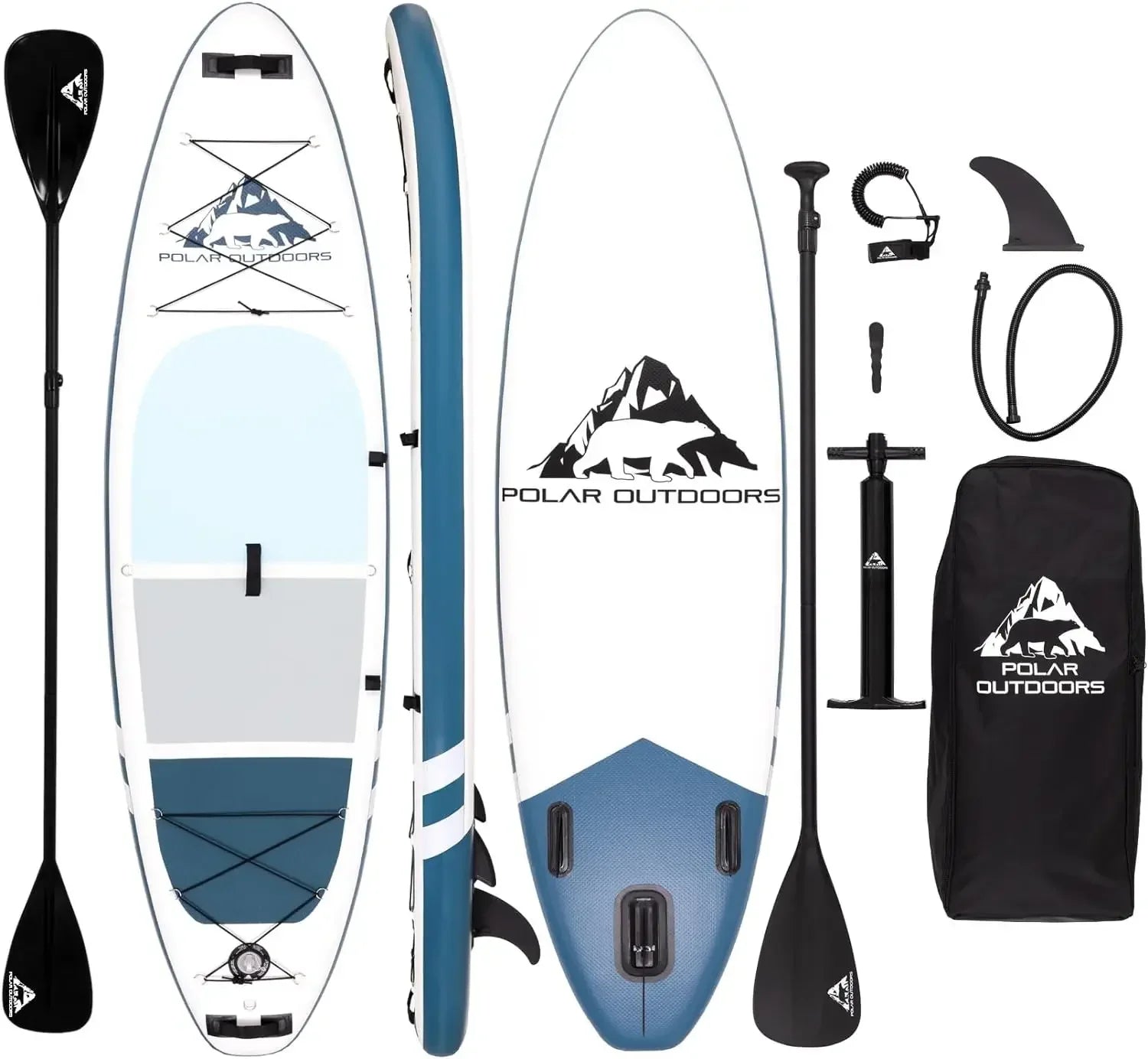 Polar Outdoors by Roc Inflatable Stand Up Paddle Board Premium SUP Paddle Board Wide Stable Design Non-Slip Comfort Deck Youth