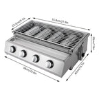 Professional 4-Burner Stainless Steel Portable Tabletop Propane/LPG Gas Grill ,Smokeless for Camping & Indoor/Outdoor BBQ