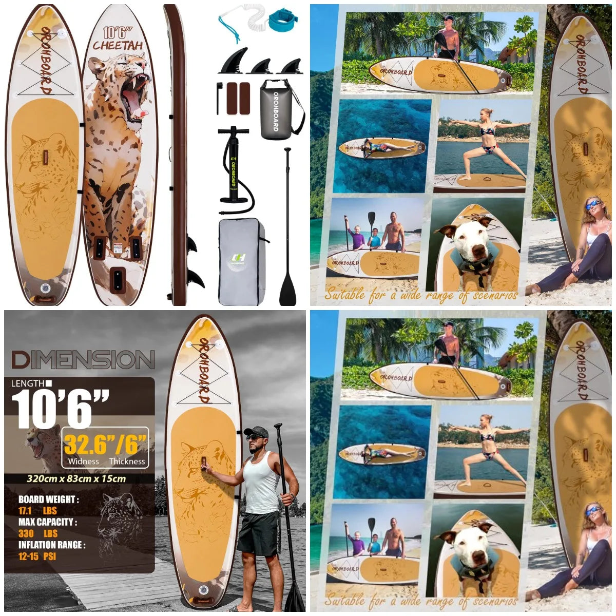 Inflatable Paddle Board 11'6/10'6 Paddle Board - All-Around SUP Board for Adults & Beginners, Stand
