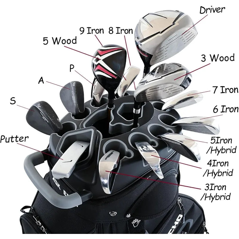 ASK ECHO T-Lock Golf Cart Bag with 14 Way Organizer Divider Top, Premium Cart Bag with Handles and Rain Cover, for Men