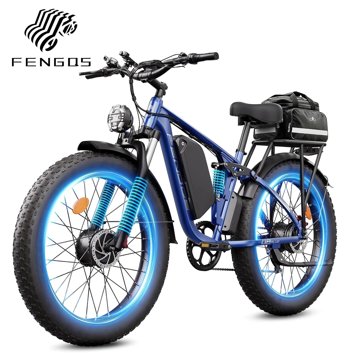 FENGQS Q8PLUS 60V 6000W adult electric bicycle, long range 45 mph high-speed wide tire fully shock-absorbing mountain bike
