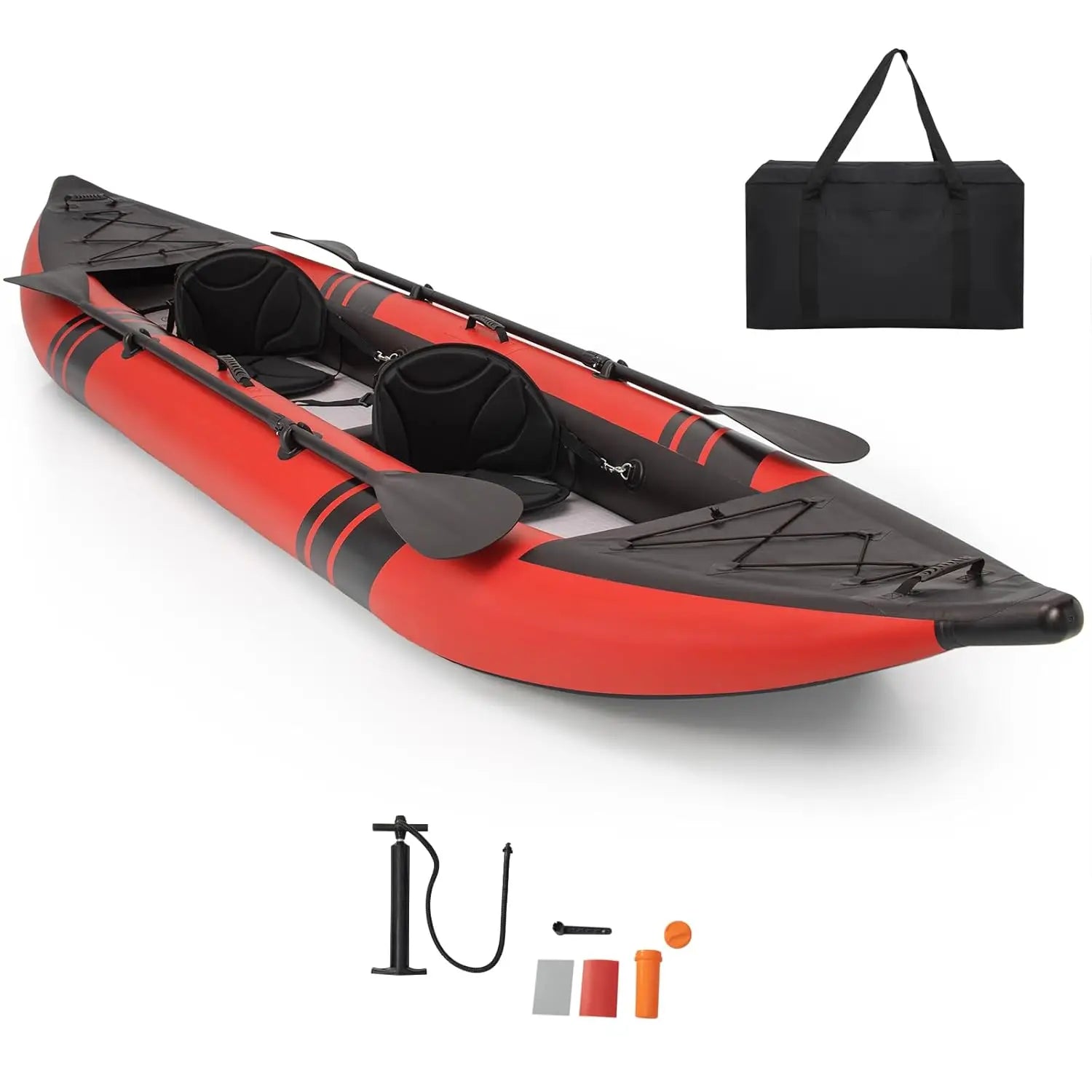 Inflatable Kayak, 12.5ft Fishing Kayak with 507 lbs Capacity, Triple Chamber Safety Kayak with Drop Stitch Floor & EVA, Custom