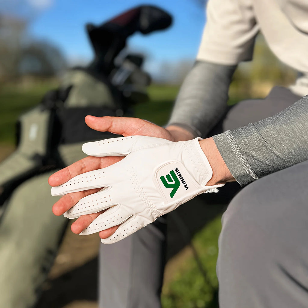 Men's Golf Glove Left Hand - All-Weather Rain Grip for Right-Handed Golfers, Durable White Design 1 Pack