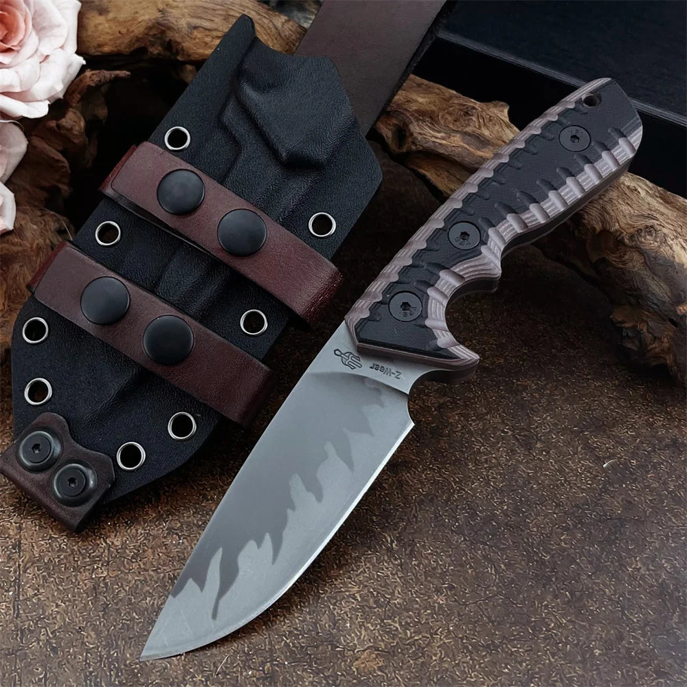 High-Quality Outdoor Multi-Purpose Fixed-Blade Knife D2 Steel Blade with G10 Handle Camping Self-Defense Carry Christmas Gift