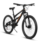 Ecarpat Mountain Bike 26 Inch Wheel, Dual Full Suspension 21-Speed Disc Brakes Thumb Shifter