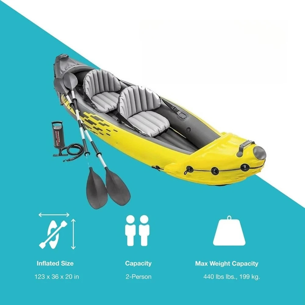 Unique features upgrade !K2 Inflatable Kayak Set: Includes Deluxe 86in Aluminum Oars and High-Output Pump