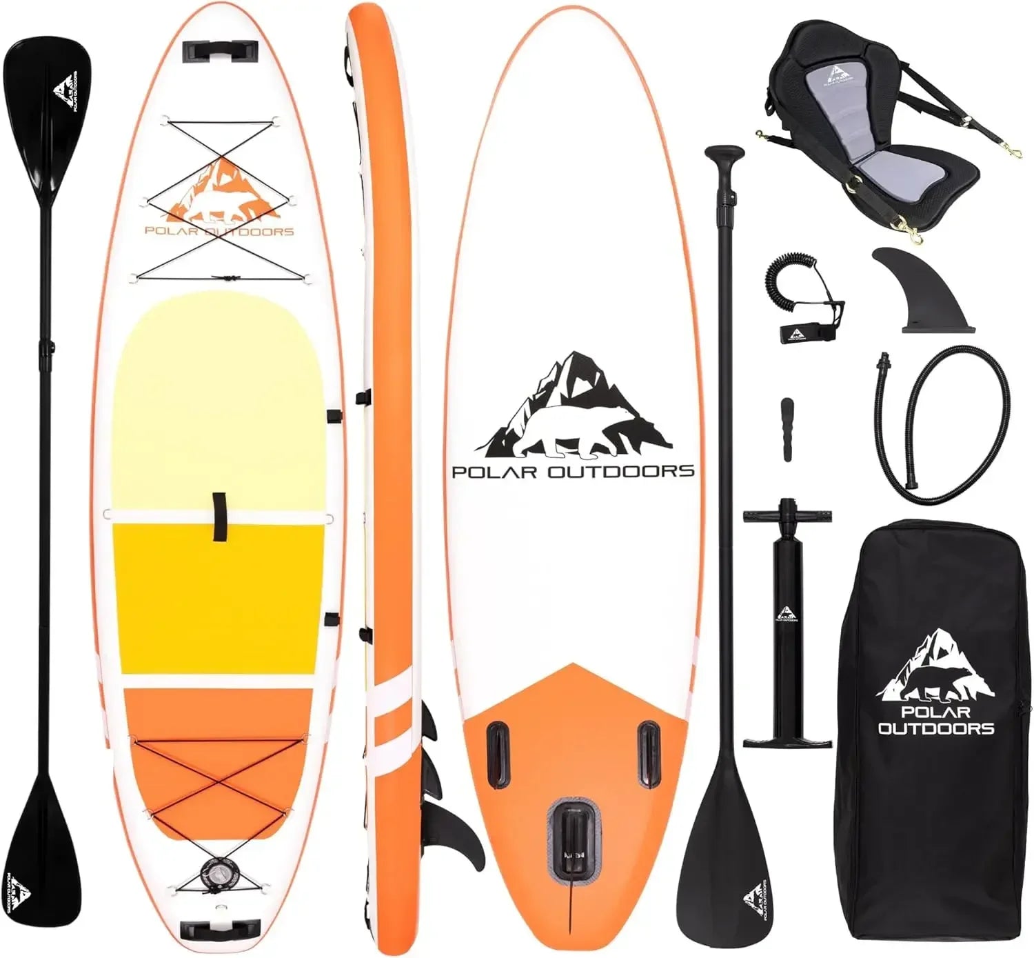 Polar Outdoors by Roc Inflatable Stand Up Paddle Board Premium SUP Paddle Board Wide Stable Design Non-Slip Comfort Deck Youth