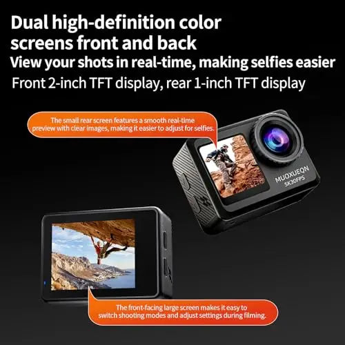 Action Camera,Underwater Camera,5K Ultra Hd Wi-Fi Control,With Eis/Dual Touch Screen,Landscape/Portrait Switching Sports Camera