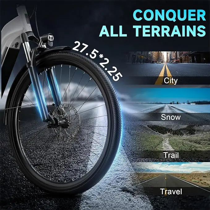 SISIGAD M728 Electric Bike for Adults - 1000W | 25MPH | 720Wh/48V | 40 Miles Electric Bike - 27.5" Tire All Terrain Dirt Ebike.