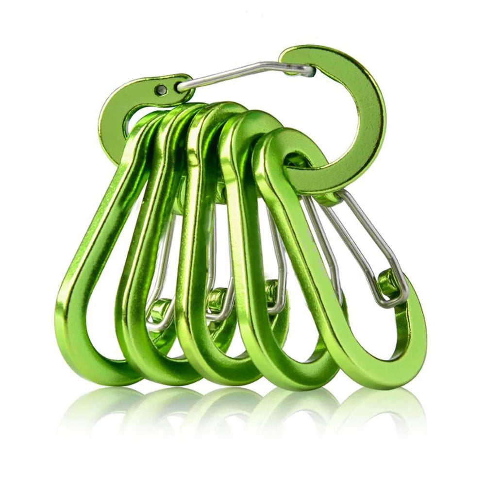 6Pcs Outdoor Carabiner Keychain D Shape Carabiner Spring Snap Clip Multifunctional Fishing Climbing Acessories