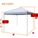 10x10 Pop Up Canopy Tent, Ivory White Steel Frame, Silver-Coated Top UPF50+ Water Resistant, 3 Adjustable Heights (5.8-6.4ft), Includes Sandbags Stakes Ropes Carry Bag for Market Camping Beach