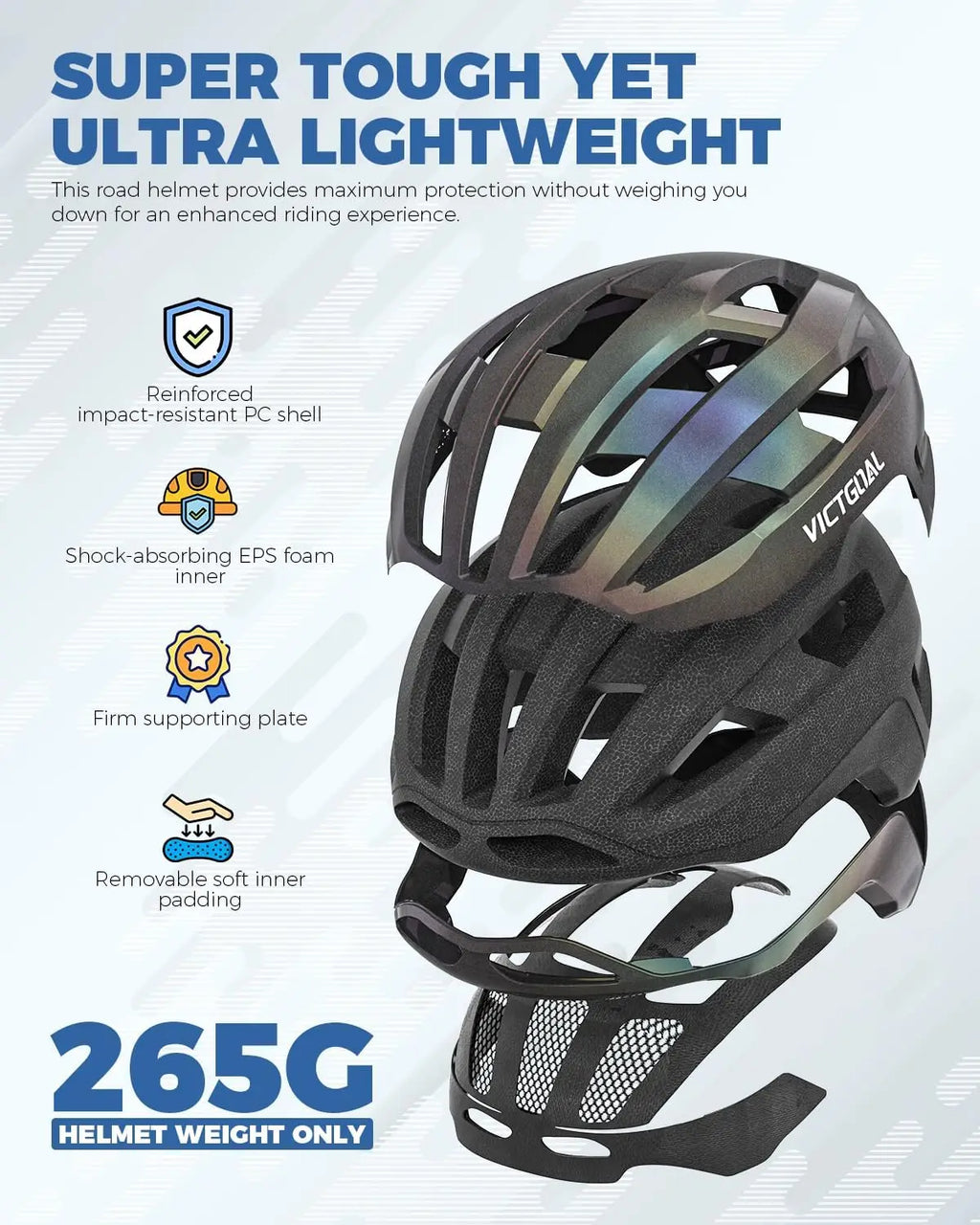 Road Bike Helmet Adult Men Women with Detachable Magnetic Rear Light, Bicycle Helmet Adjustable