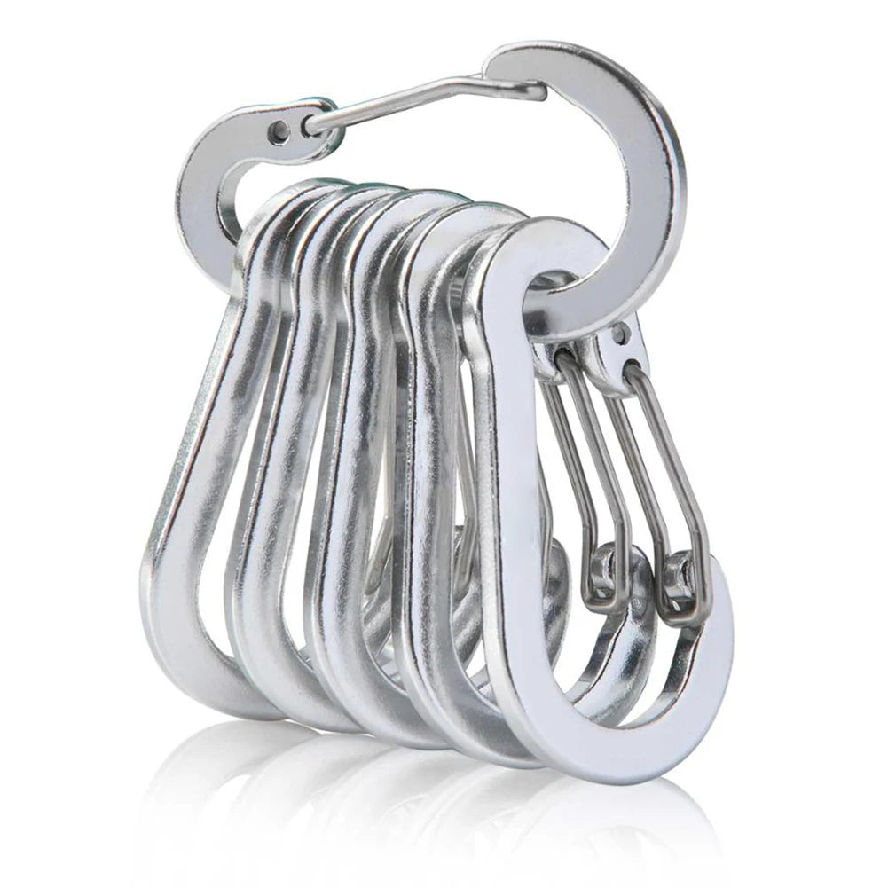 6Pcs Outdoor Carabiner Keychain D Shape Carabiner Spring Snap Clip Multifunctional Fishing Climbing Acessories