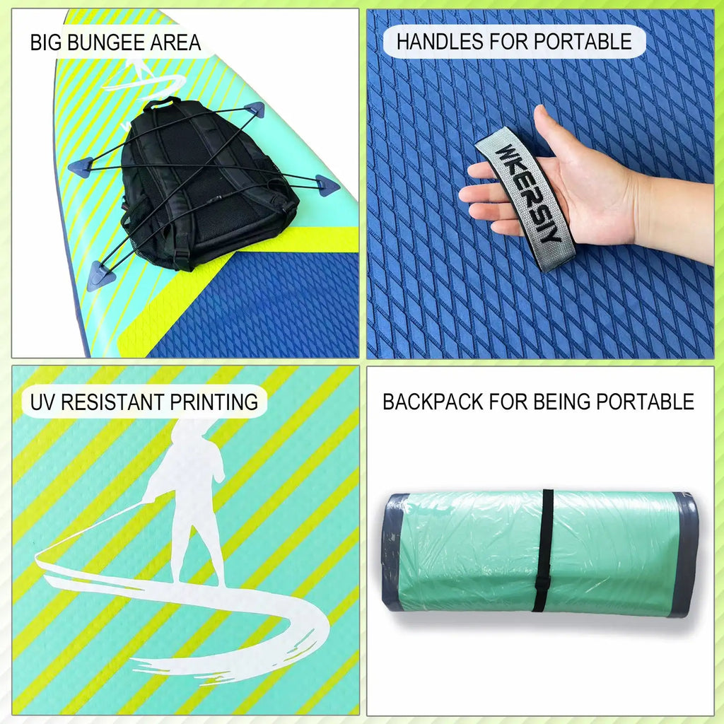 WKERSIY paddle board surfboard stand 11ft Grey Inflatable SUP Board All-Water Performance Series Neutral-Tone Versatility Pro-G