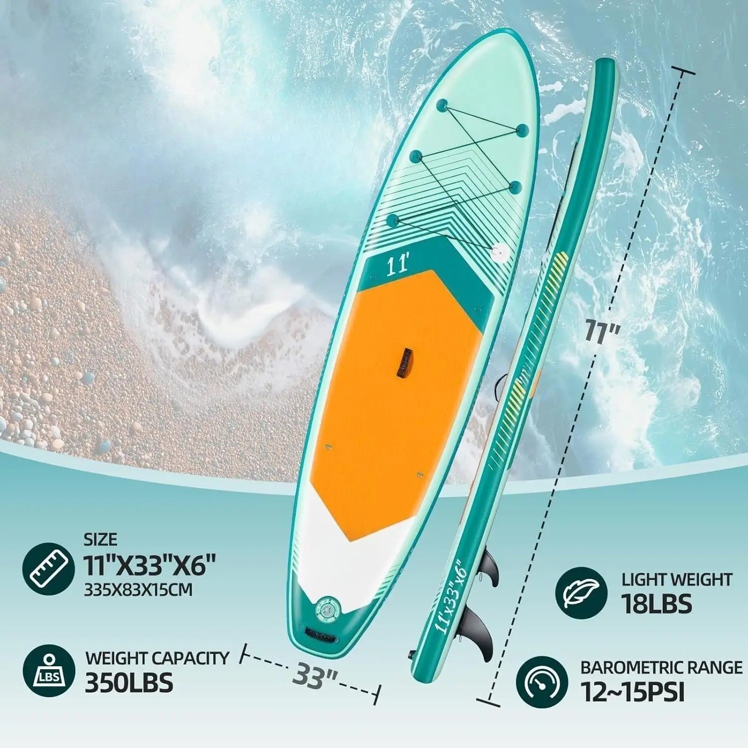 W-Inflatable Stand Up Paddle Boards with Premium Accessories, Wide Stable SUP Paddle Board Design, Non-Slip Comfort Deck for