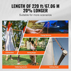 Double Braided Polyester Rope 1/2in x 220ft 8000LBS Breaking Strength Outdoor Climbing Arborist Rigging Orange/Black