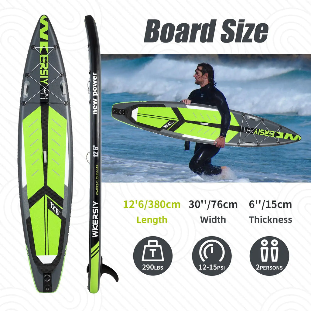 WKERSIY Surfboards Surfboard Paddle Board 12ft6in Green stand up paddleboard Padel inflatable Paddle Wholesale Tabla Surf Water
