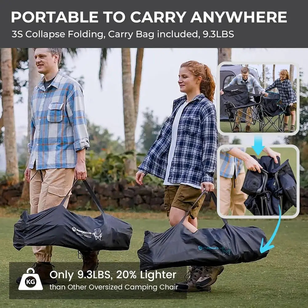Oversized Camping Chairs for Adults, Heavy Duty Fold Up Sports Games Lawn Chairs, Extra Wide Big Man Outdoor Chairs with Padded