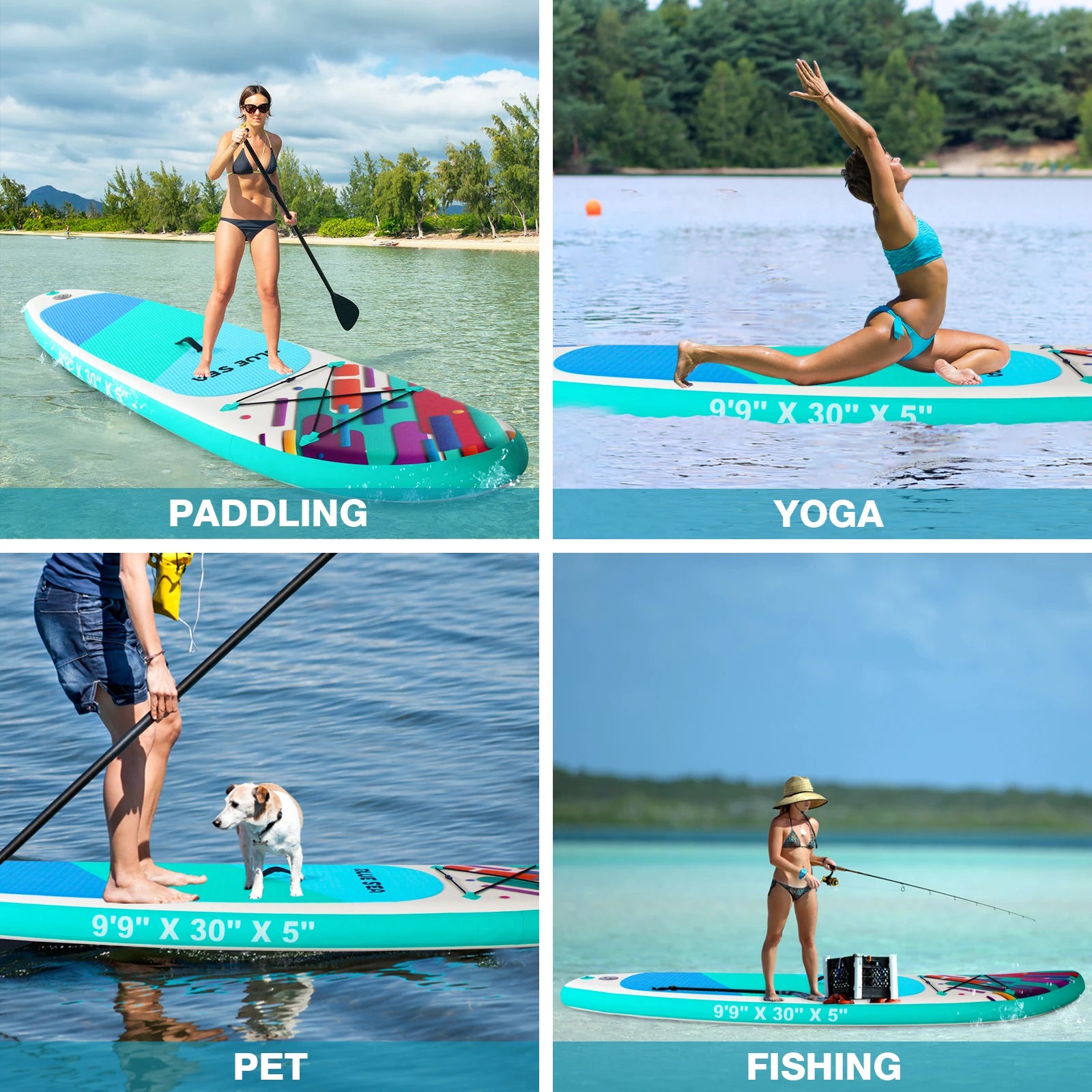 9ft 9in Inflatable Stand Up Paddle Board for Adults