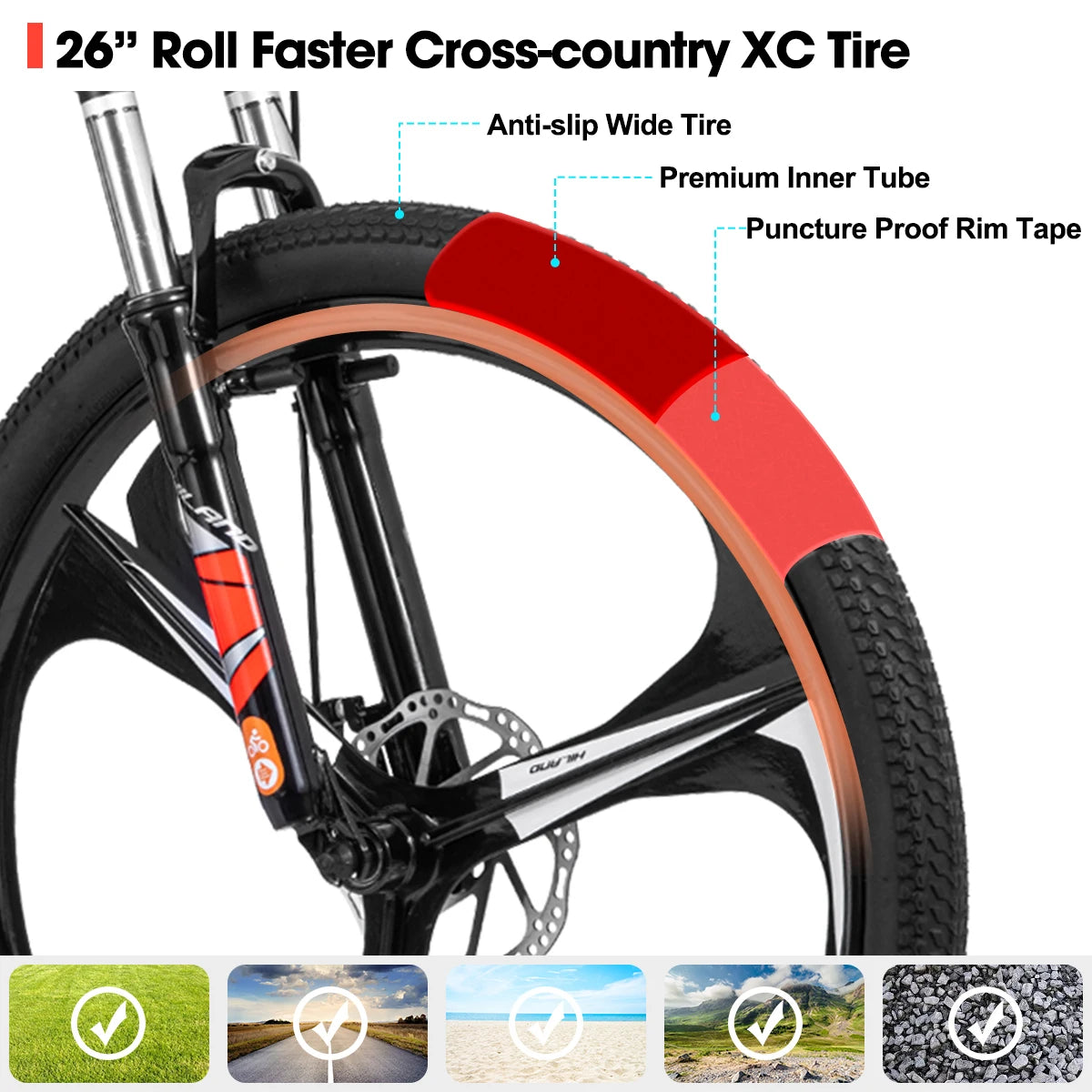 Hiland Mountain Bike,Shimano 21 Speeds Drivetrain,Aluminum Frame 26 Inch Wheels, with Disc-Brake for Men Women