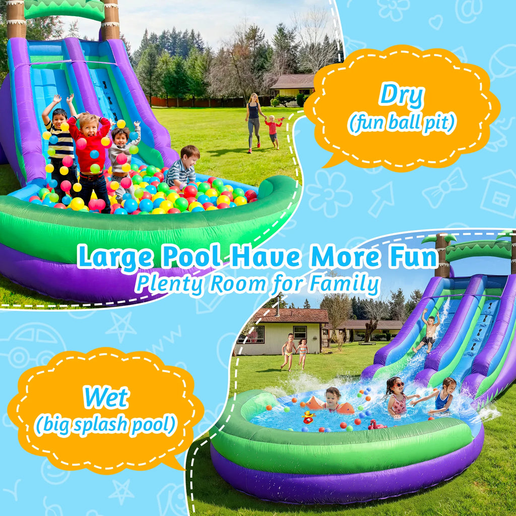 20FT Ultra Climber Kids Inflatable Water Slide Park Heavy Duty For Outdoor Fun  Climbing Wall With Two Slides And Splash Pool