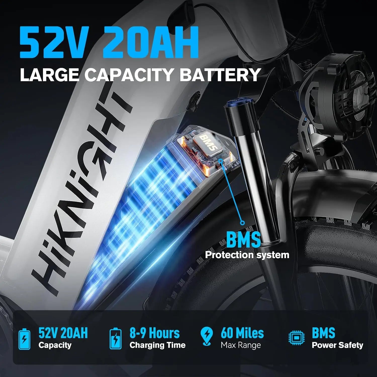 HIKNIGHT H2PRO Dual motor electric bicycle, 26 inch wide tire fast charging version, unisex off-road mountain electric bicycle