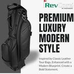 Upgraded Hybrid Luxury Golf Stand Bag, Tour Grade Synthetic Leather w/ScratchGuard, 14 Way Dividers, 2 Cooler Pockets