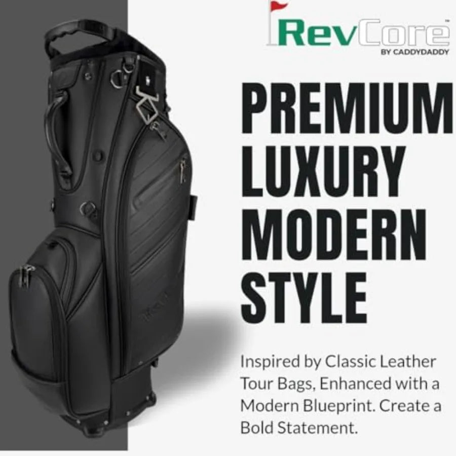 Upgraded Hybrid Luxury Golf Stand Bag, Tour Grade Synthetic Leather w/ScratchGuard, 14 Way Dividers, 2 Cooler Pockets