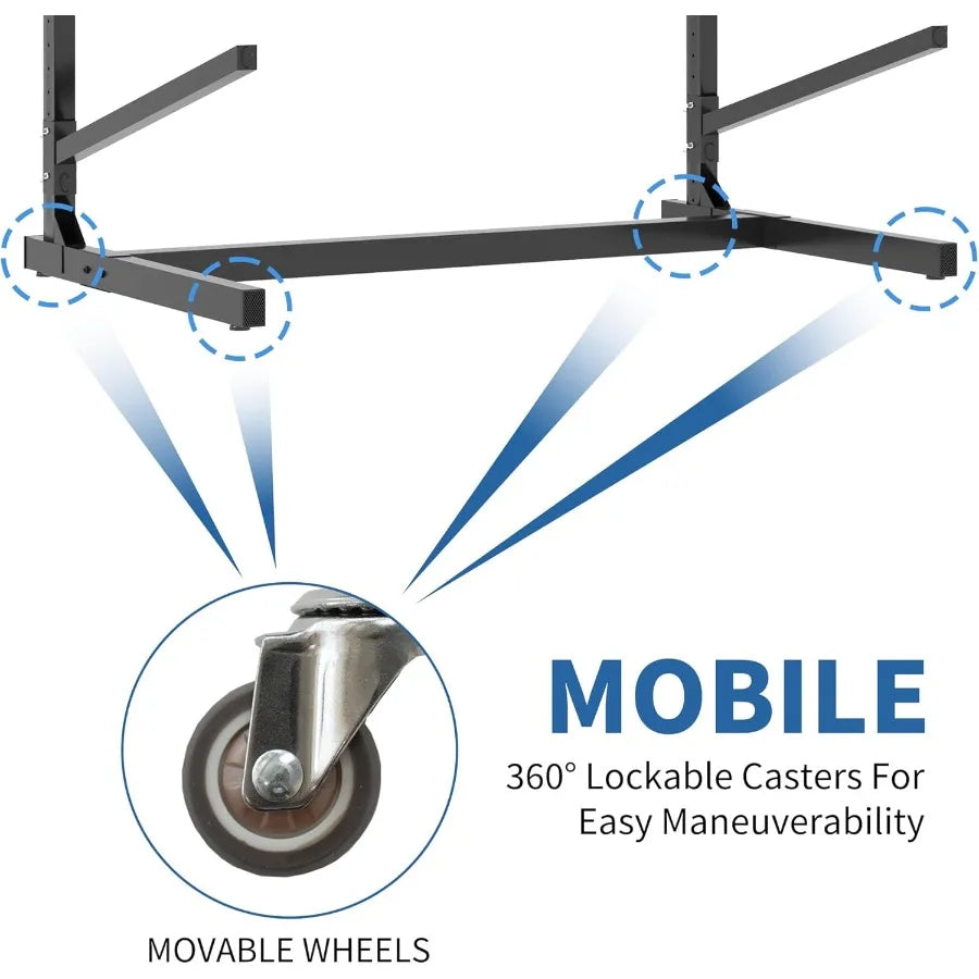 Kayak Storage Rack for 3 Kayaks Freestanding Kayak Rack with Wheels Metal Indoor Kayak Stand Heavy Duty Garage Storage Rack for