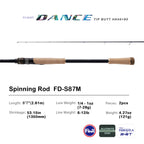 PURELURE Flight Dance Spinning Rod & Baitcaster Rod 30T+40T Carbon Fiber Fishing Rods 2 Piece Fuji Alconite/Fazlite Guides Fuji Reel Seat ML/M/MH/H Power Shore Fishing for Bass