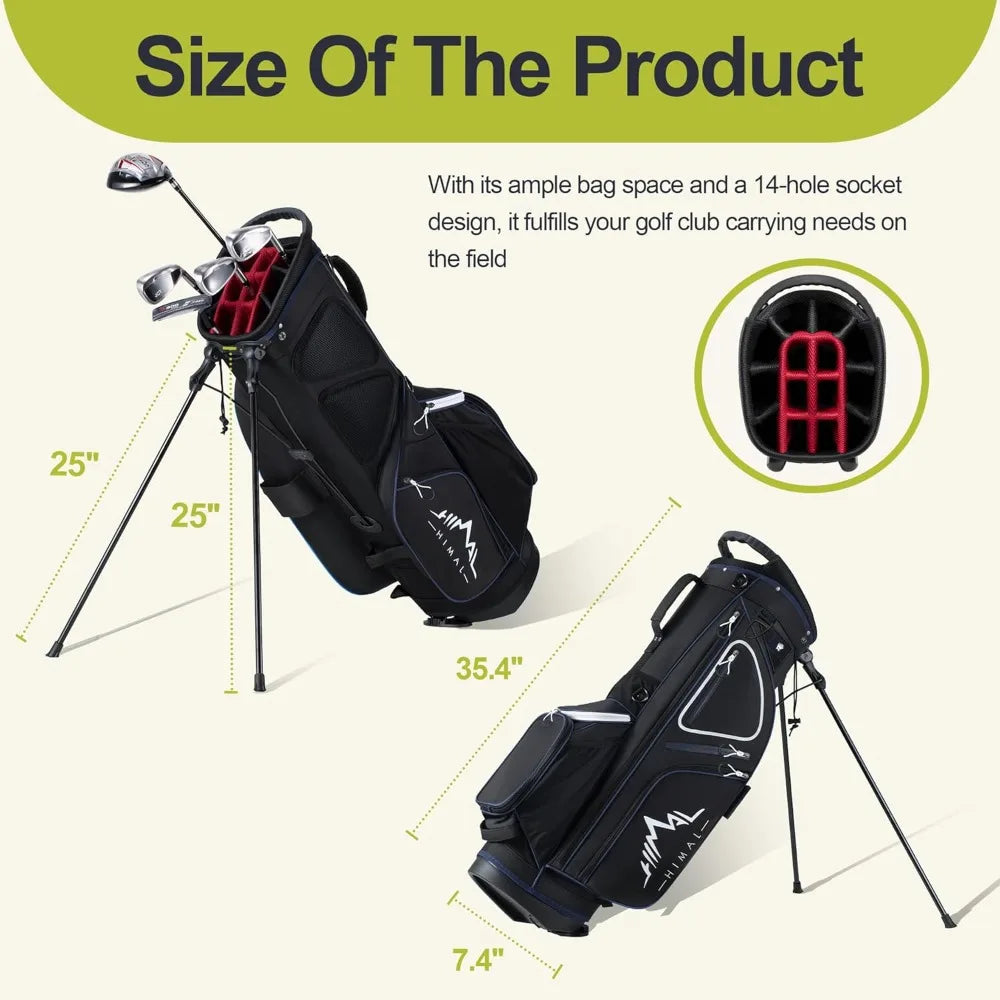 14 Way Golf Stand Bag, Golf Bags for Men with Stand, Top Dividers Ergonomic with 10 Pockets Golf Club Bags