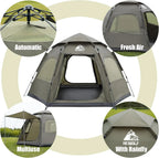 2/3/4 Person Camping Tent - Up Waterproof 2 DoTent with Easy Setup | 3-Season Hexagonal Dome Design