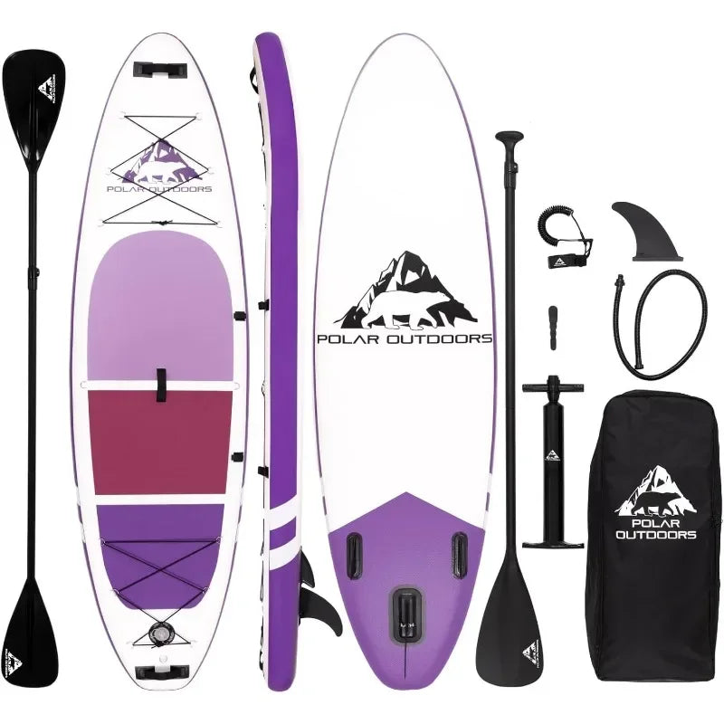 Polar Outdoors by Roc Inflatable Stand Up Paddle Board Premium SUP Paddle Board Wide Stable Design Non-Slip Comfort Deck Youth