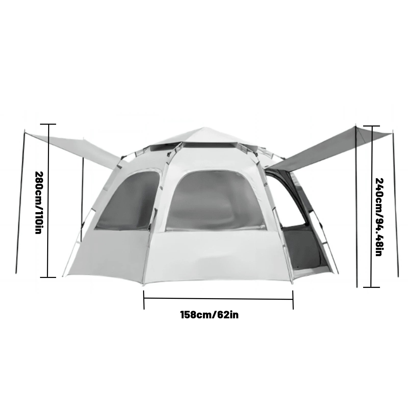 Pop up tents for camping waterproof Portable Windproof tents for 4 person family tent with Skylight and 2 Doors with Poles