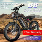 Moobelo B8 All-Weather Winter E-Bike 1500W Peak 30MPH High-Speed Full Suspension Commuter/Off-Road Snow Ebike 1-Year Warranty
