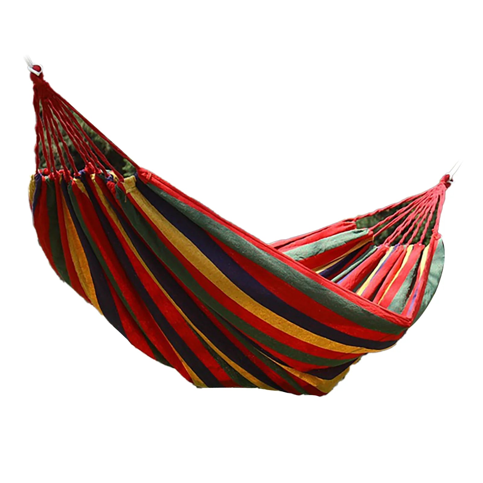 Single Double Hammock Polyester Cotton Sturdy Garden Hammock Suspension System Comfortable Up To 440.9lb Compact for Patio